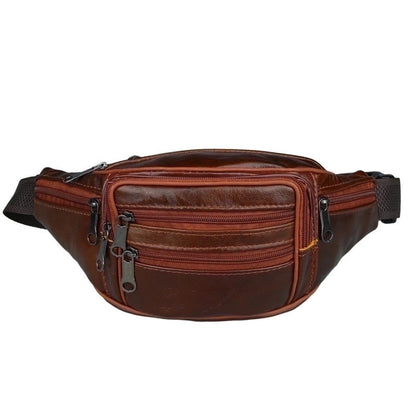 Men's Basic Solid Color Pu Leather Waist Bags