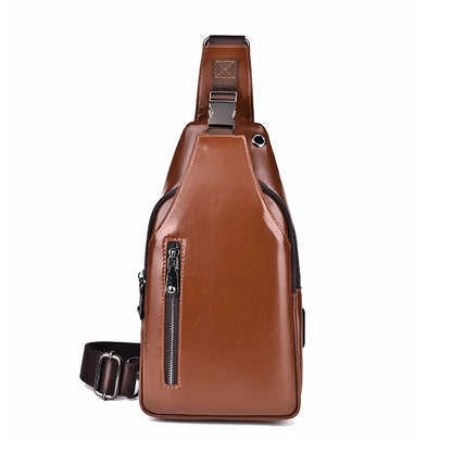 Men's Classic Style Solid Color Leather Waist Bags
