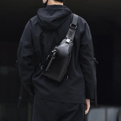 Men's Classic Style Solid Color Leather Waist Bags