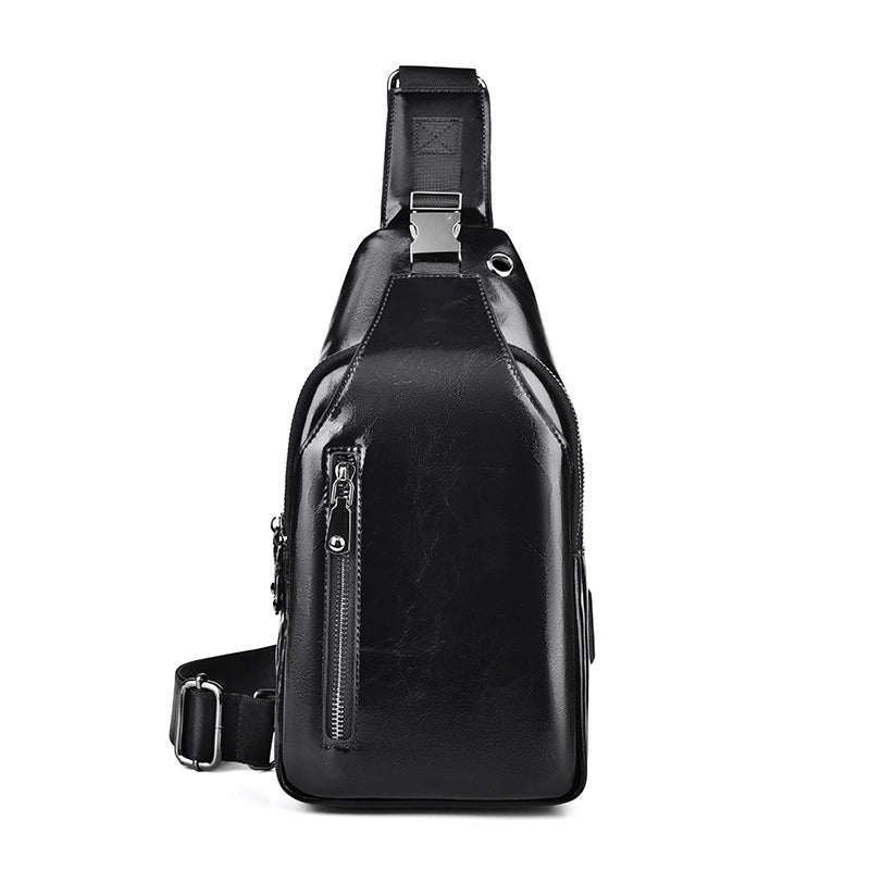 Men's Classic Style Solid Color Leather Waist Bags
