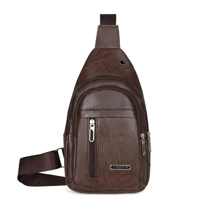 Men's Vintage Style Solid Color Pu Leather Waterproof Waist Bags