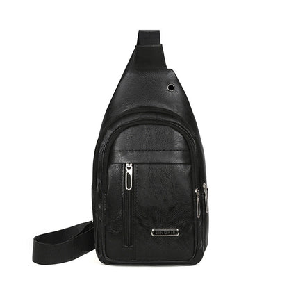 Men's Vintage Style Solid Color Pu Leather Waterproof Waist Bags