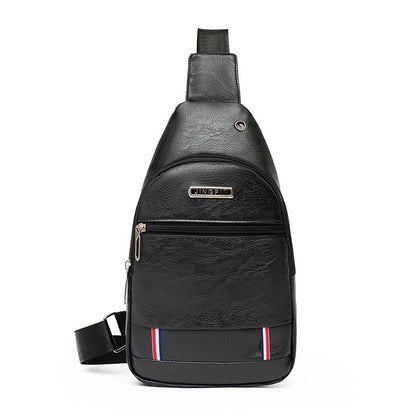 Men's Solid Color Pu Leather Zipper Crossbody Bag Fanny Pack