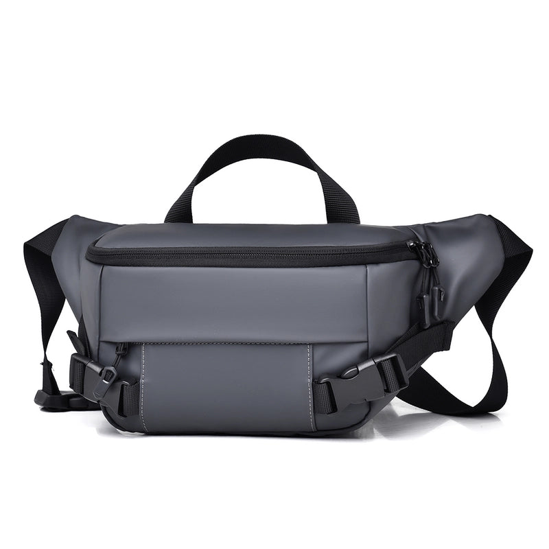 Women's Solid Color Pu Leather Sewing Thread Zipper Fanny Pack
