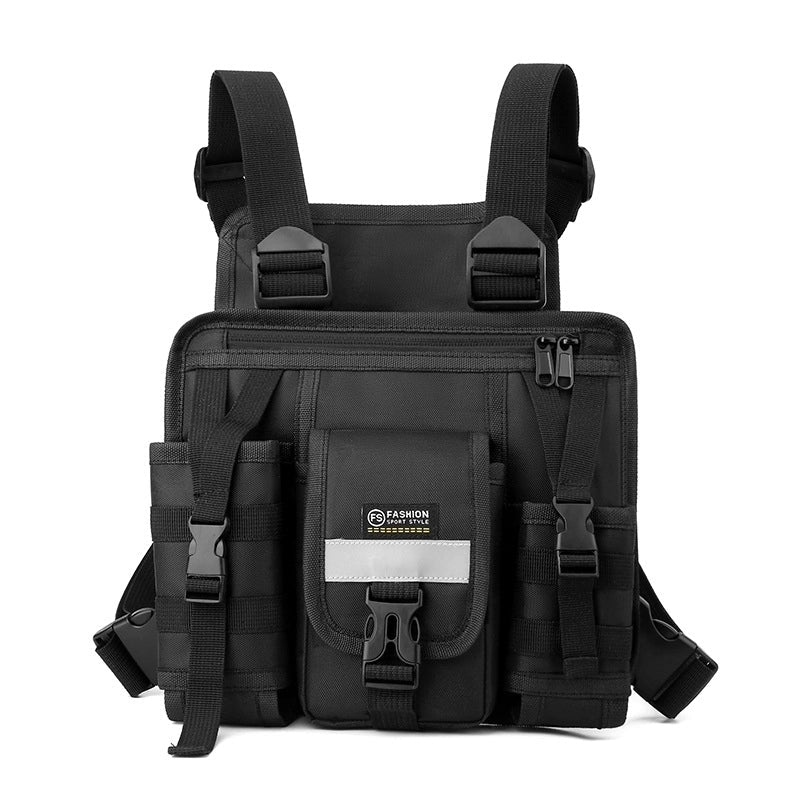 Men's Solid Color Nylon Zipper Fanny Pack Hiking Backpack