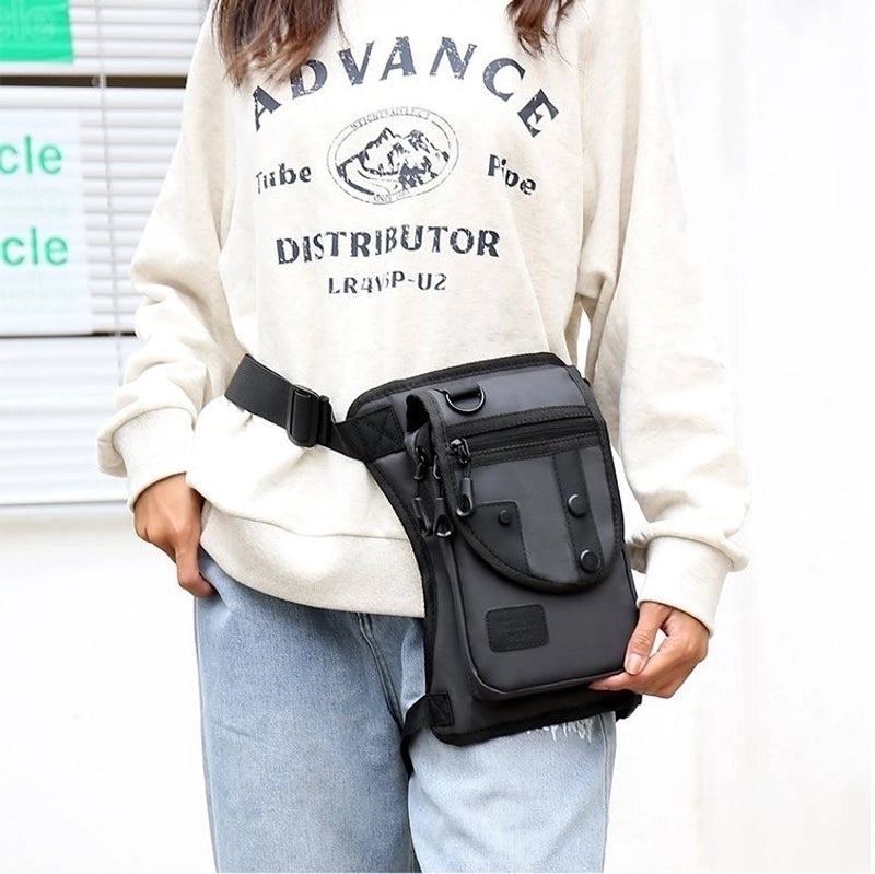 Unisex Solid Color Camouflage Oxford Cloth Zipper Fanny Pack