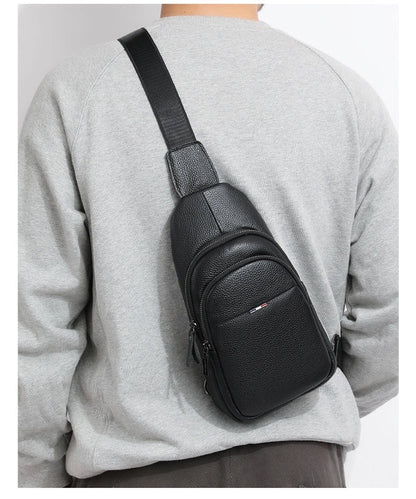 Men's Streetwear Solid Color Leather Waterproof Waist Bags