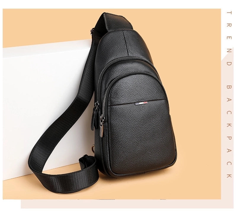 Men's Streetwear Solid Color Leather Waterproof Waist Bags