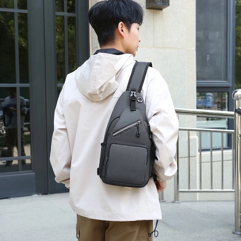 Men's Leaves Solid Color Nylon Zipper Fanny Pack