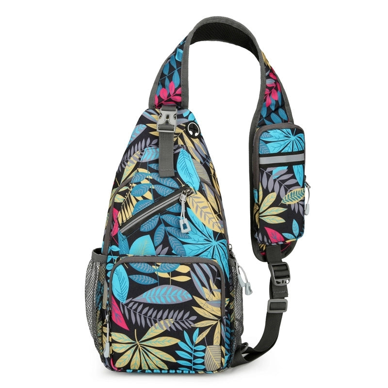 Men's Leaves Solid Color Nylon Zipper Fanny Pack