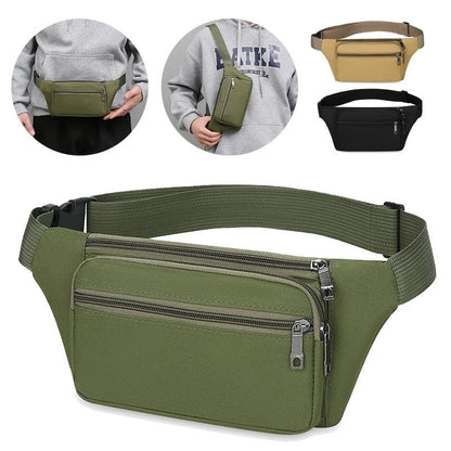 Men's Classic Style Solid Color Oxford Cloth Waist Bags