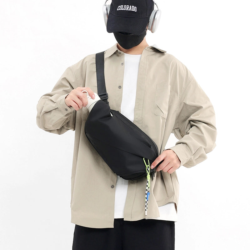 Men's Solid Color Water Repellent Sewing Thread Zipper Fanny Pack