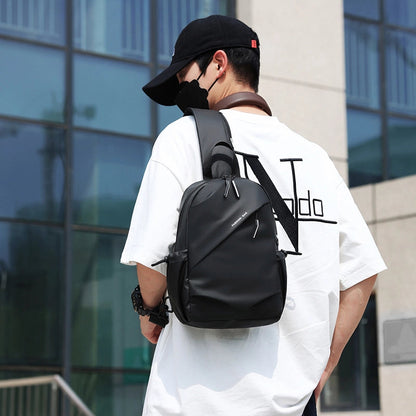 Men's Solid Color Water Repellent Sewing Thread Zipper Fanny Pack