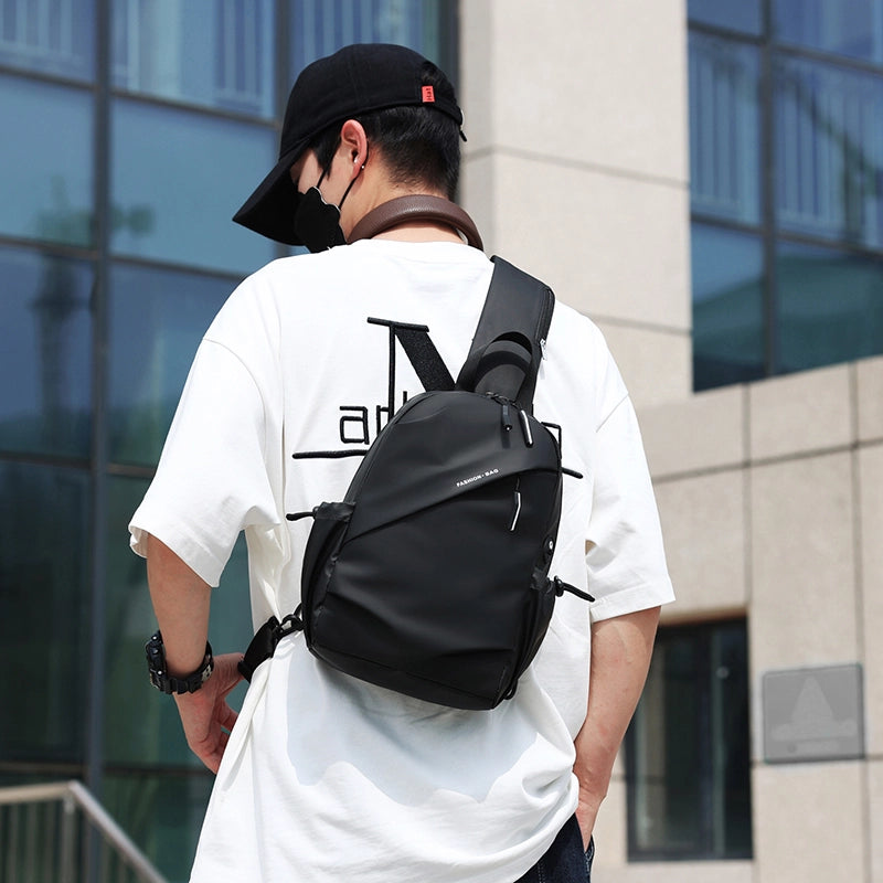 Men's Solid Color Water Repellent Sewing Thread Zipper Fanny Pack