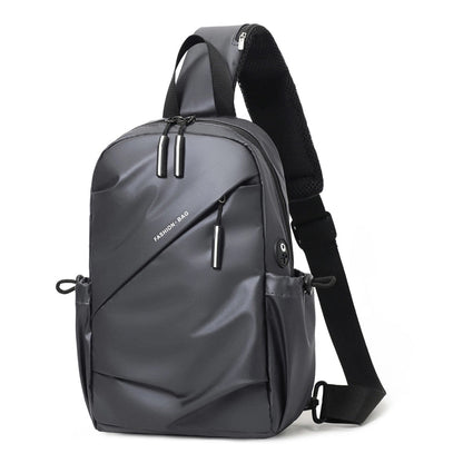 Men's Solid Color Water Repellent Sewing Thread Zipper Fanny Pack