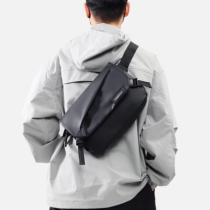 Men's Solid Color Oxford Cloth Sewing Thread Zipper Fanny Pack Hiking Backpack