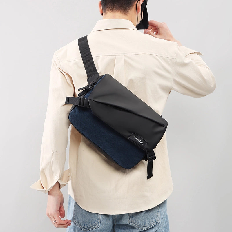 Men's Solid Color Oxford Cloth Sewing Thread Zipper Fanny Pack Hiking Backpack