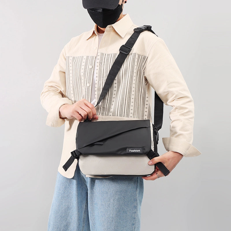 Men's Solid Color Oxford Cloth Sewing Thread Zipper Fanny Pack Hiking Backpack