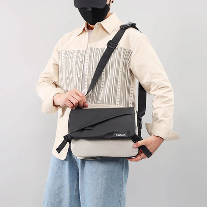 Men's Solid Color Oxford Cloth Sewing Thread Zipper Fanny Pack Hiking Backpack