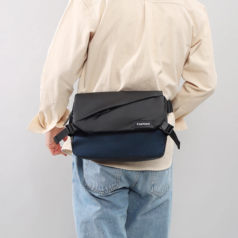 Men's Solid Color Oxford Cloth Sewing Thread Zipper Fanny Pack Hiking Backpack
