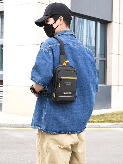 Men's Solid Color High Quality Fabric Sewing Thread Zipper Fanny Pack