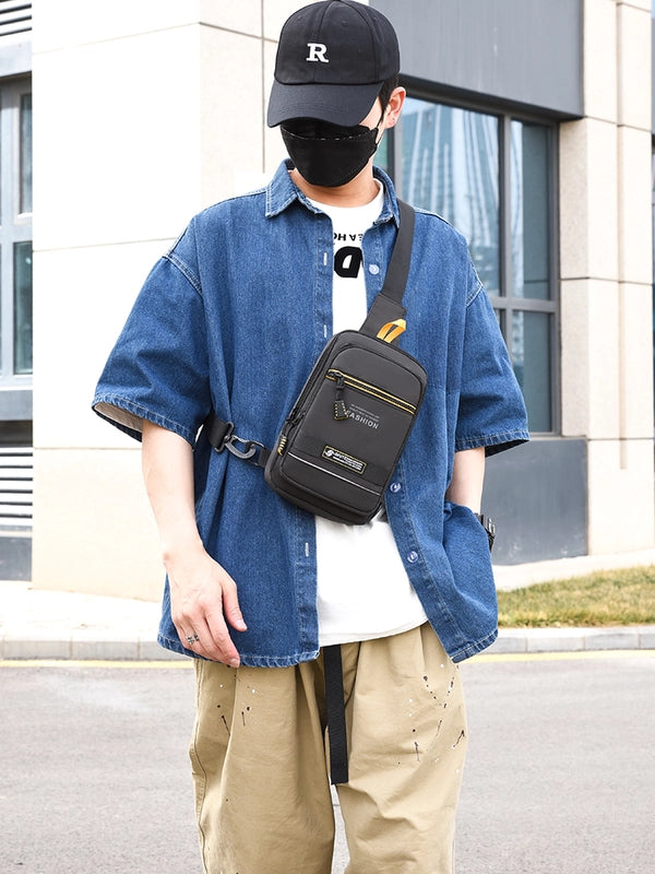 Men's Solid Color High Quality Fabric Sewing Thread Zipper Fanny Pack