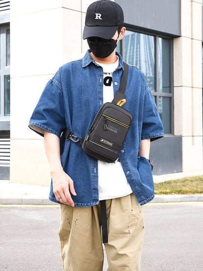 Men's Solid Color High Quality Fabric Sewing Thread Zipper Fanny Pack