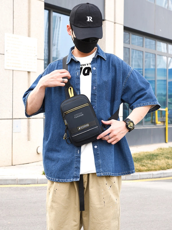 Men's Solid Color High Quality Fabric Sewing Thread Zipper Fanny Pack