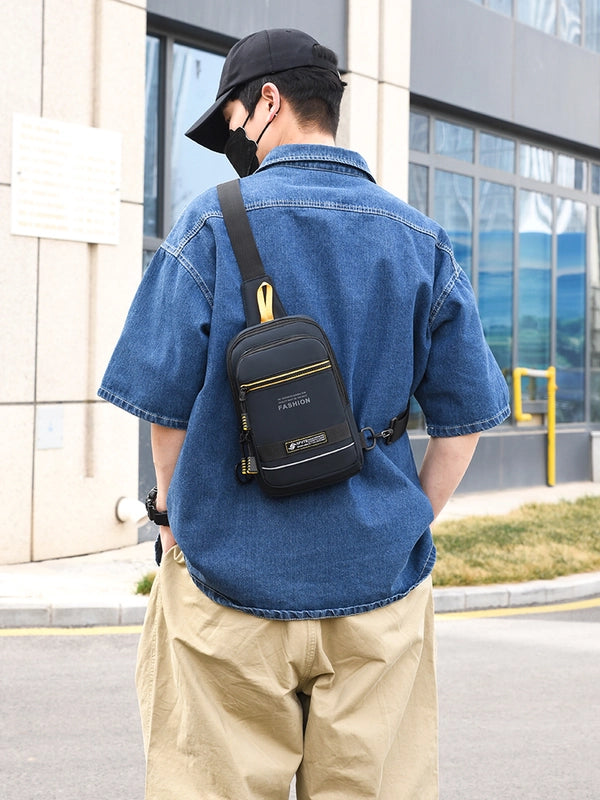 Men's Solid Color High Quality Fabric Sewing Thread Zipper Fanny Pack