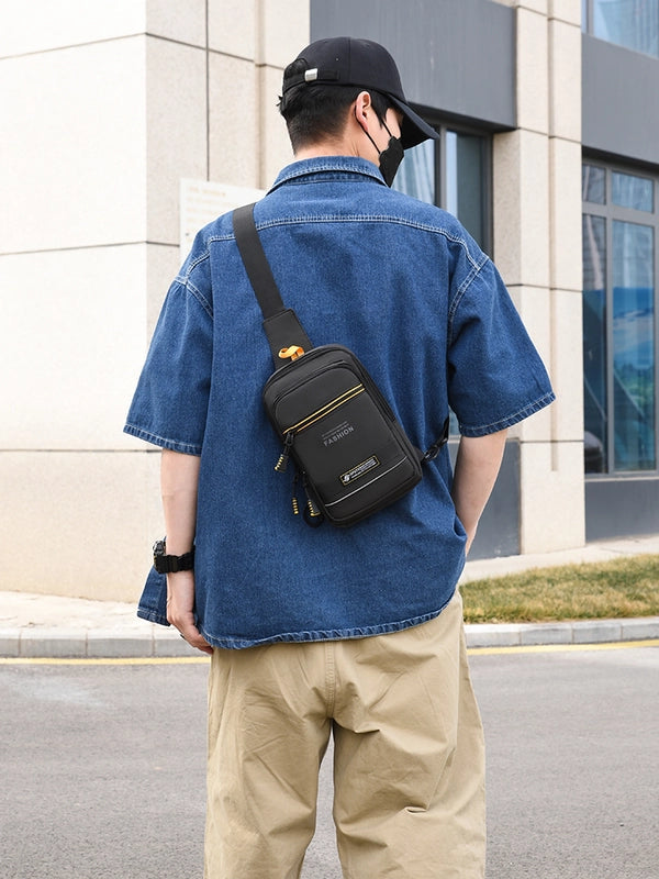 Men's Solid Color High Quality Fabric Sewing Thread Zipper Fanny Pack