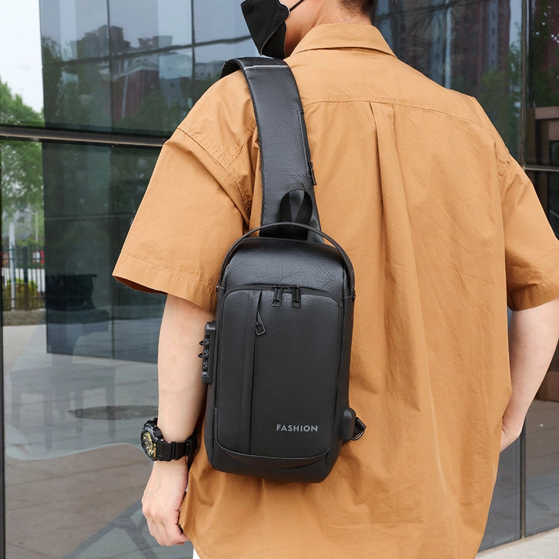 Men's Solid Color Water Repellent Sewing Thread Zipper Fanny Pack
