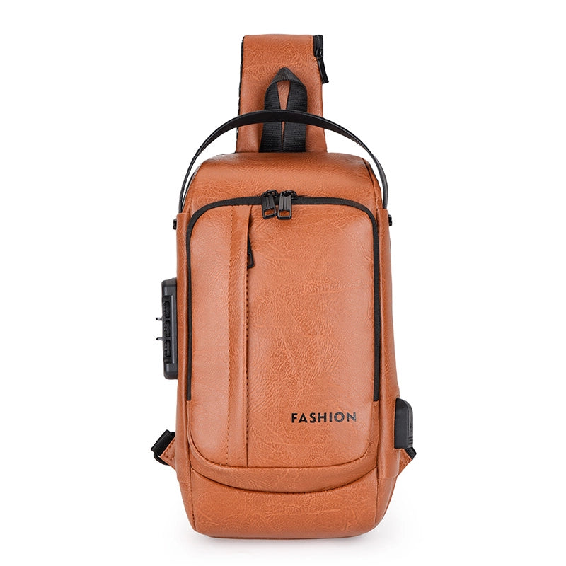Men's Solid Color Water Repellent Sewing Thread Zipper Fanny Pack