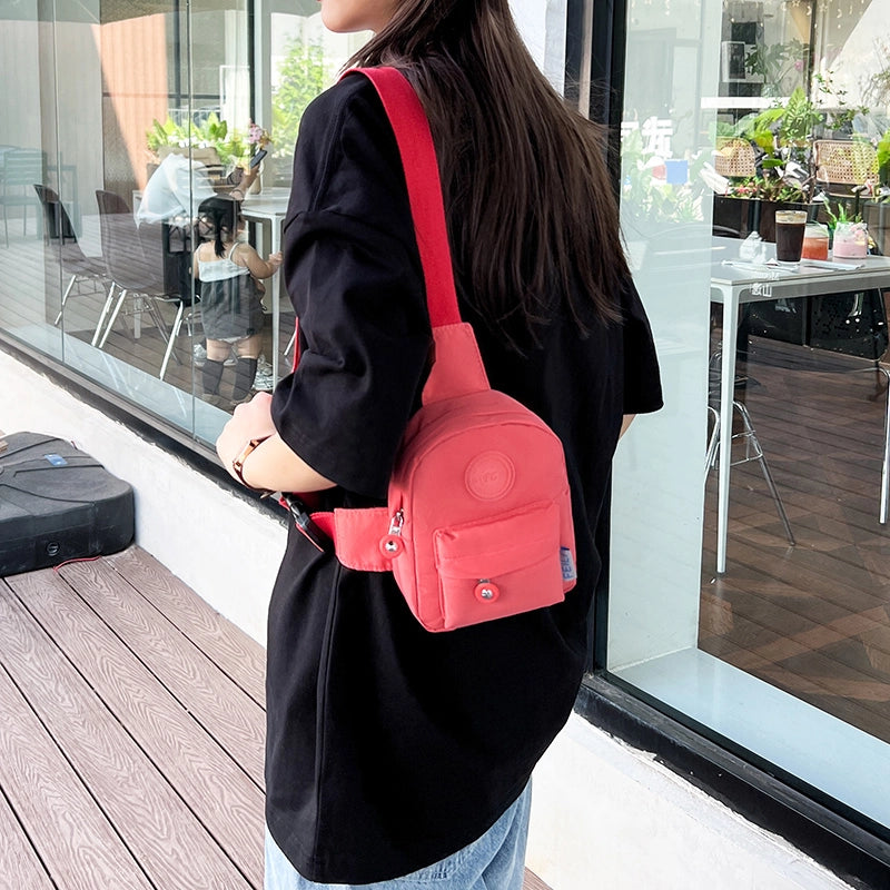 Unisex Solid Color Nylon Sewing Thread Zipper Fanny Pack