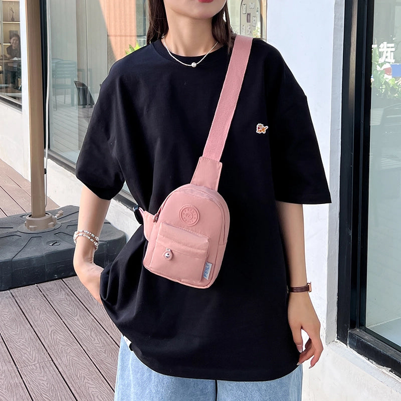 Unisex Solid Color Nylon Sewing Thread Zipper Fanny Pack