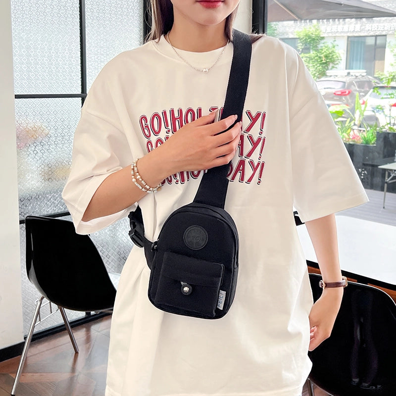 Unisex Solid Color Nylon Sewing Thread Zipper Fanny Pack