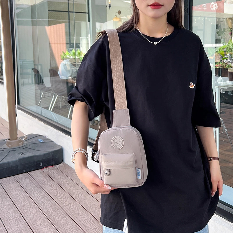 Unisex Solid Color Nylon Sewing Thread Zipper Fanny Pack