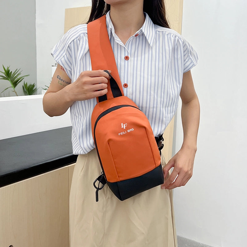 Unisex Solid Color Nylon Sewing Thread Zipper Fanny Pack