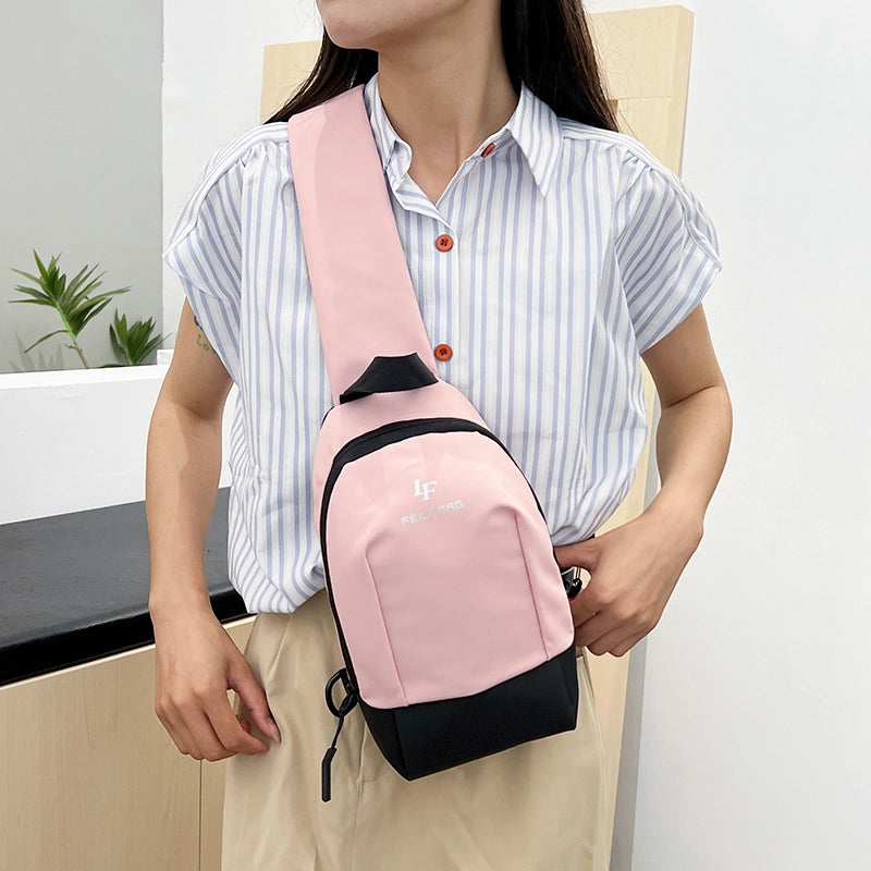 Unisex Solid Color Nylon Sewing Thread Zipper Fanny Pack