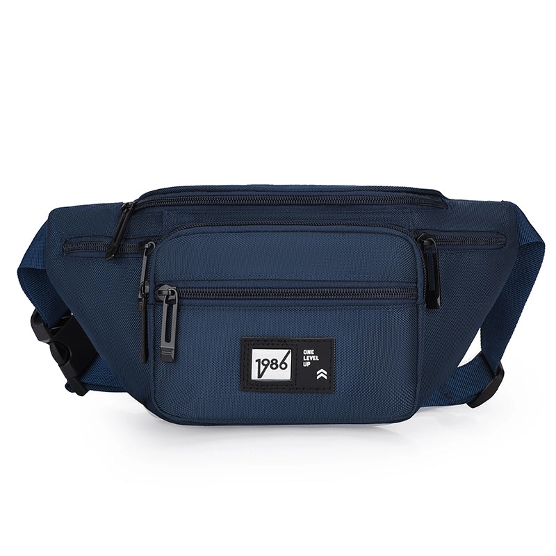 Unisex Solid Color Nylon Sewing Thread Zipper Crossbody Bag Fanny Pack