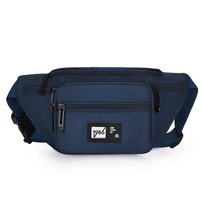 Unisex Solid Color Nylon Sewing Thread Zipper Crossbody Bag Fanny Pack