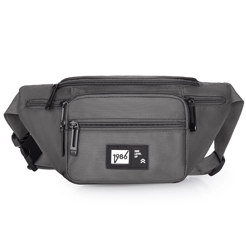 Unisex Solid Color Nylon Sewing Thread Zipper Crossbody Bag Fanny Pack