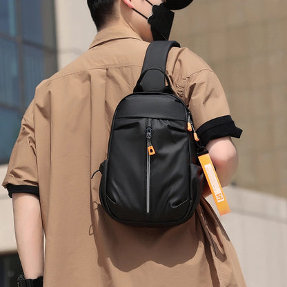 Men's Solid Color Oxford Cloth Sewing Thread Zipper Crossbody Bag Fanny Pack