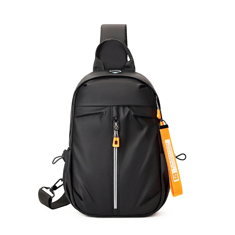 Men's Solid Color Oxford Cloth Sewing Thread Zipper Crossbody Bag Fanny Pack