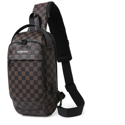 Men's Lattice Pu Leather Zipper Fanny Pack