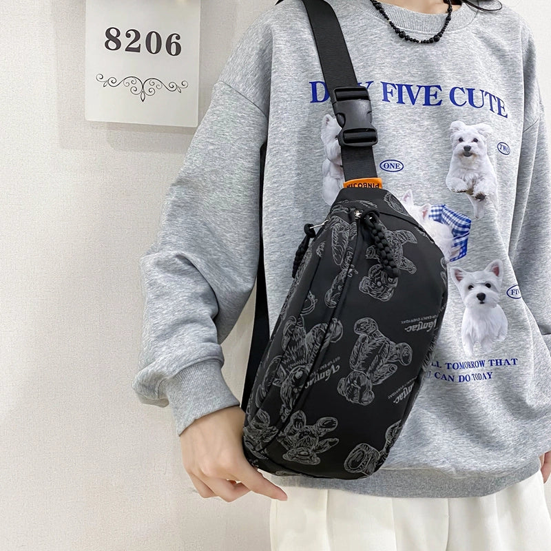 Unisex Little Bear Nylon Zipper Fanny Pack