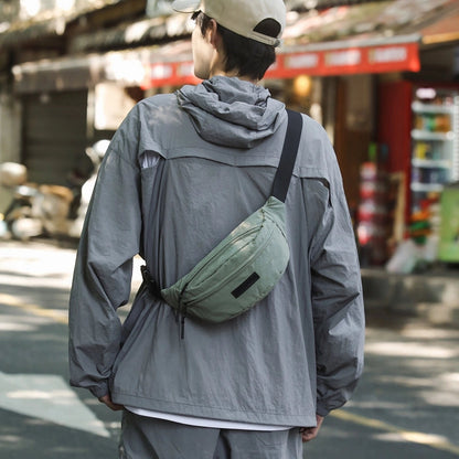 Unisex Solid Color Nylon Zipper Fanny Pack