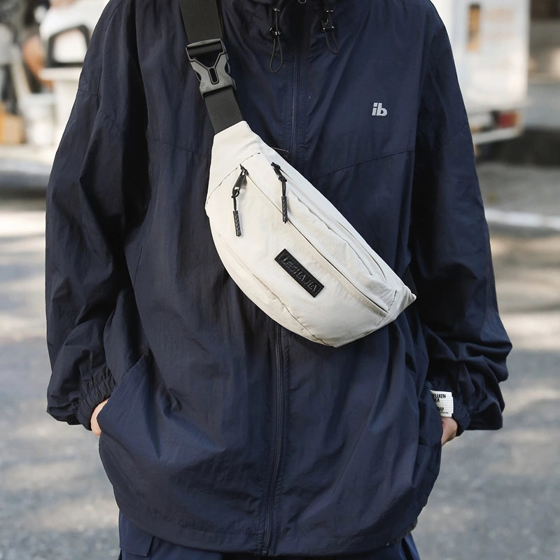 Unisex Solid Color Nylon Zipper Fanny Pack