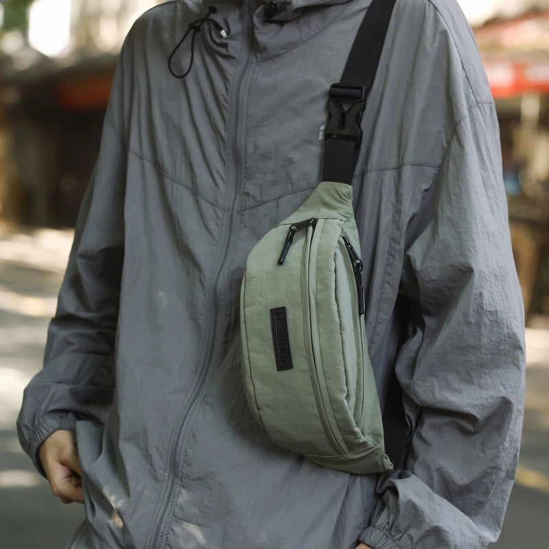 Unisex Solid Color Nylon Zipper Fanny Pack