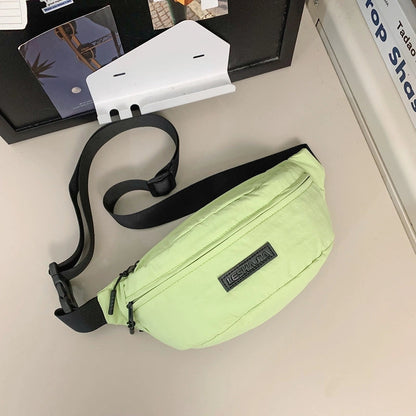 Unisex Solid Color Nylon Zipper Fanny Pack