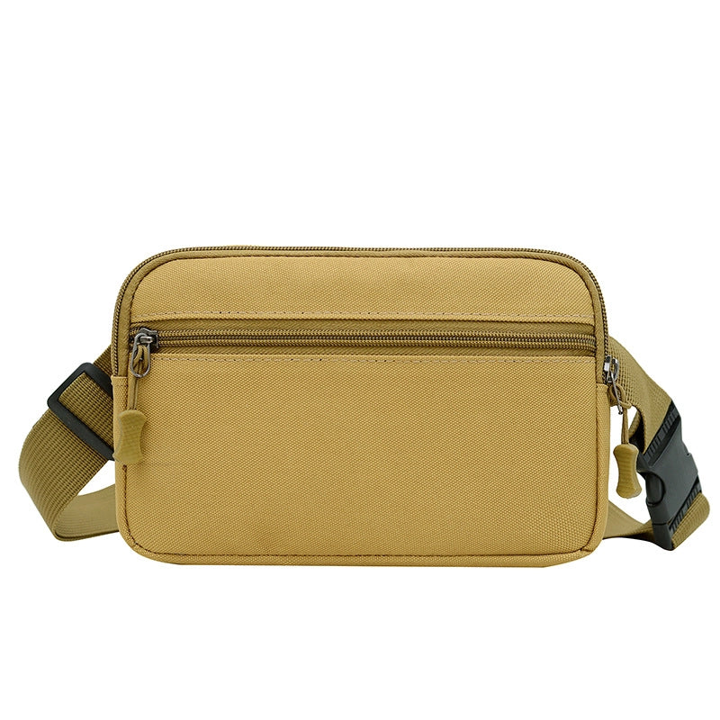 Men's Nylon Solid Color Camouflage Classic Style Square Zipper Fanny Pack
